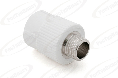 Муфта комбинированная PPR наружная резьба 25х1,  белый, RTP (60/10)