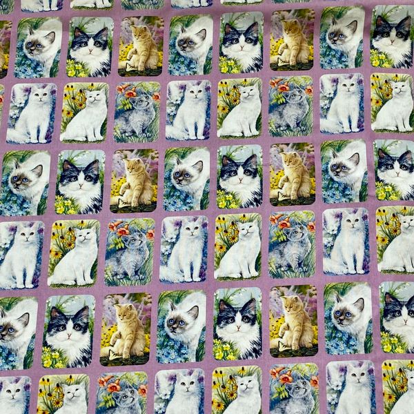 КОТОПРОТРЕТЫ , купон 110/35(4 ряда, 68 картинок )  (100% хлопок Handmade Fabrics 3