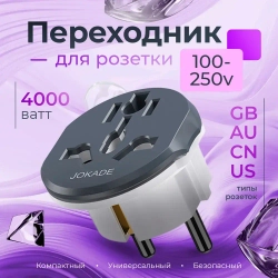 Переходник универсальный для розетки / Сетевой адаптер с китайской вилки с заземлением/ 16А 4000вт