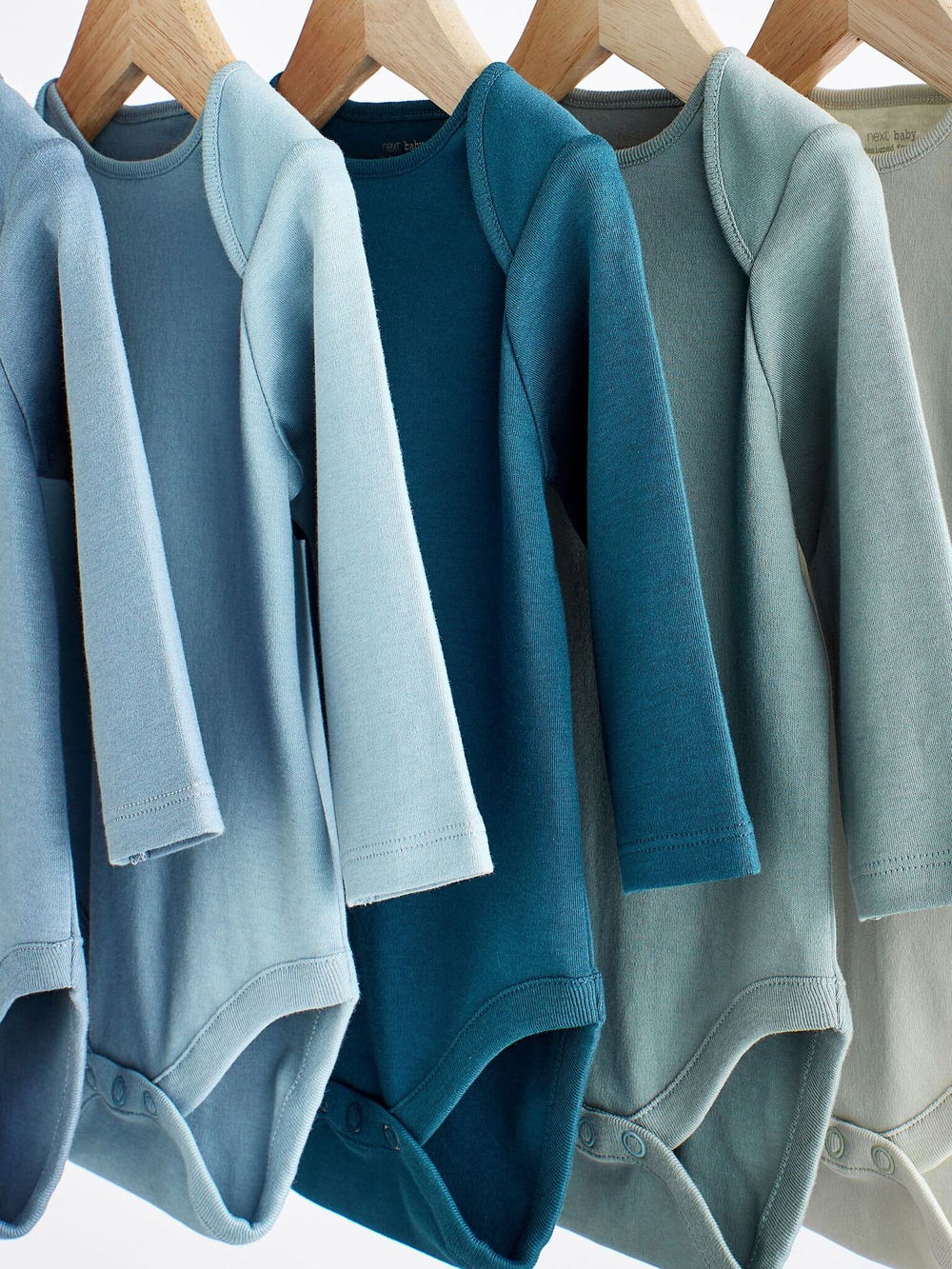 Боди с длинным рукавом для малышей Next 239-691, 5 шт., Синий, Светло-зеленый