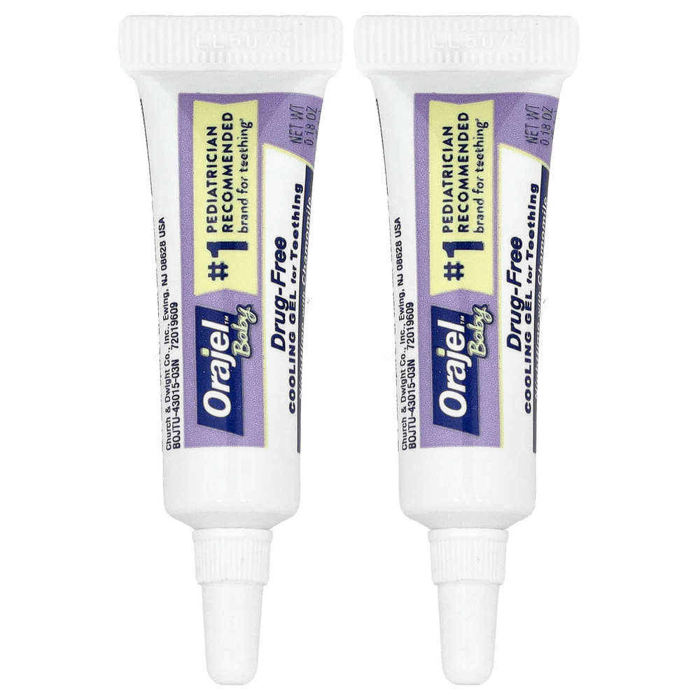Orajel, Детские дневные и ночные охлаждающие гели для прорезывания зубов, для детей от 0 лет, 2 тюбика по 5,1 г (0,18 унции)