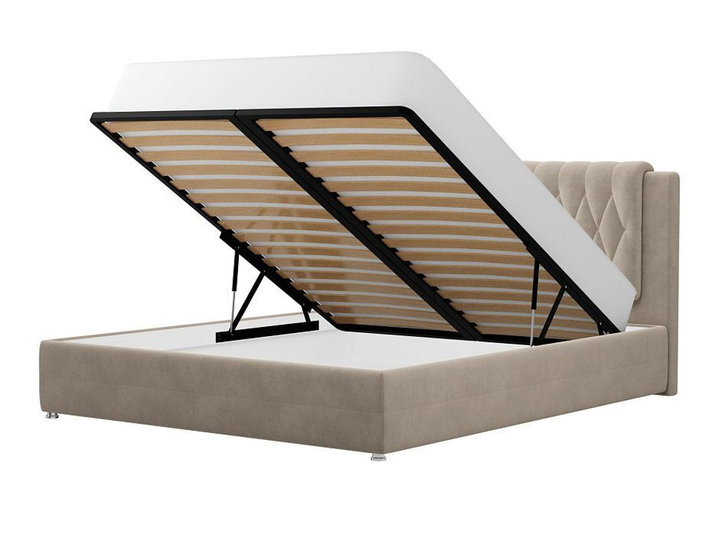 Кровать интерьерная Камилла 200, Бежевый, Велюр, 120649