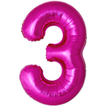 Шар фольгированный Цифра 3 101 см (Фуксия)