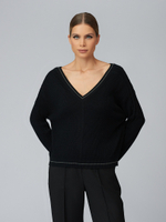 Женский джемпер с V вырезом черный