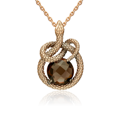 Подвеска «Искушение» из красного золота с кварцем дымчатым