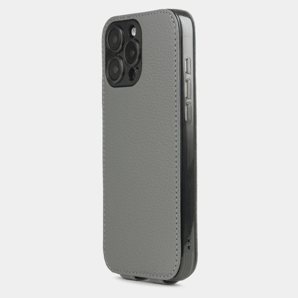 Кожаный чехол для iPhone 16 Pro Max, теленок стального цвета