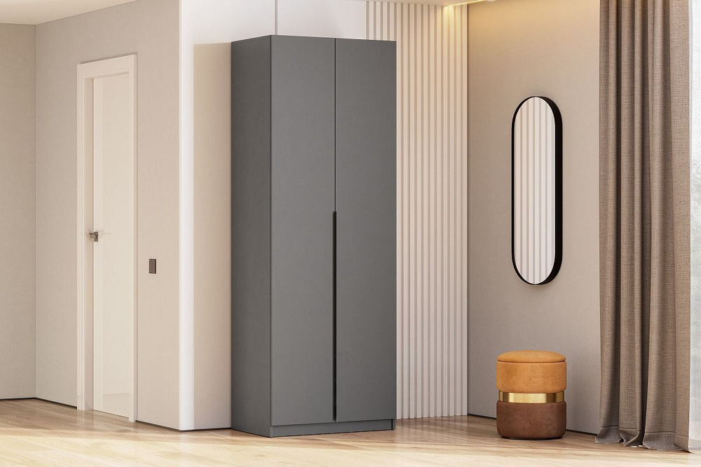 Шкаф для одежды распашной со штангой Графит Серый 80х51х221 см