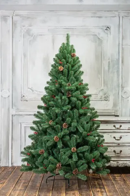 Искусственная елка Новогодняя сказка с шишками и ягодами 120 см., мягкая хвоя, ЕлкиТорг (15120)