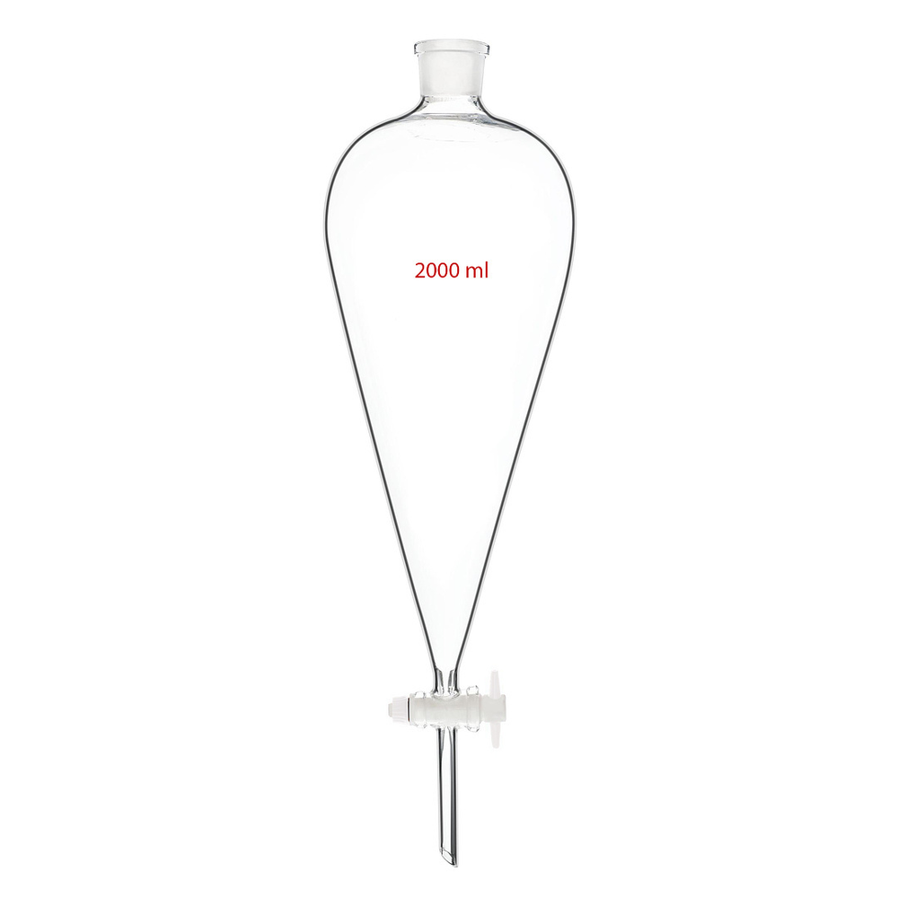 Воронка делительная грушевидная, 2000 мл, шлиф 29/32, стеклянный кран