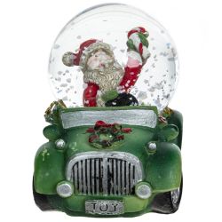 GAEM Фигурка декор в стекл шаре "Дед Мороз на машине", D 4.5 см, L7,5 W5 H7 см