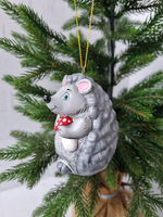 Ёжик ёлочная игрушка из фарфора