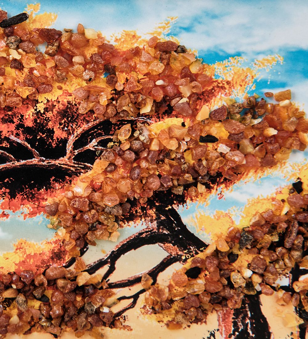 AMB-01/26 Картина «Дыхание моря» (с янтарной крошкой) пласт.рамка 33х42см