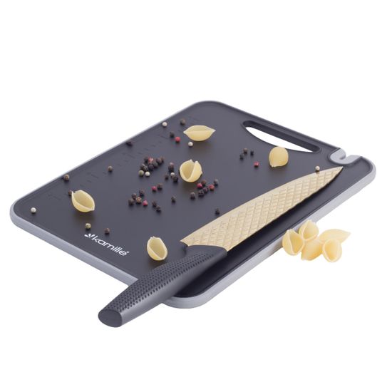 Доска разделочная пластиковая 37х28х1 см. Kamille KM 10077 с ножеточкой