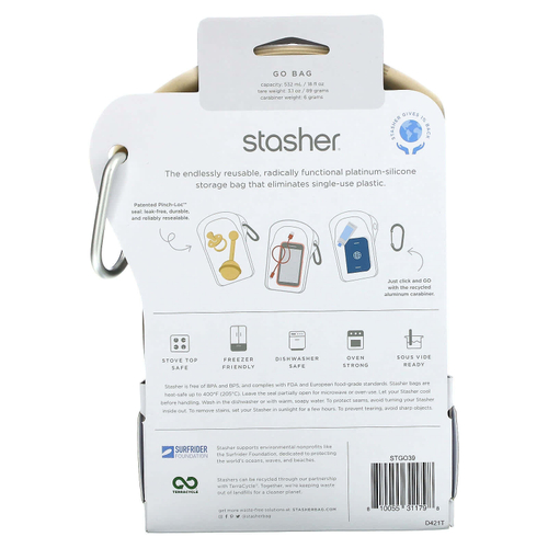 Stasher, Go Bag, черный, 532 мл (18 жидк. унций)