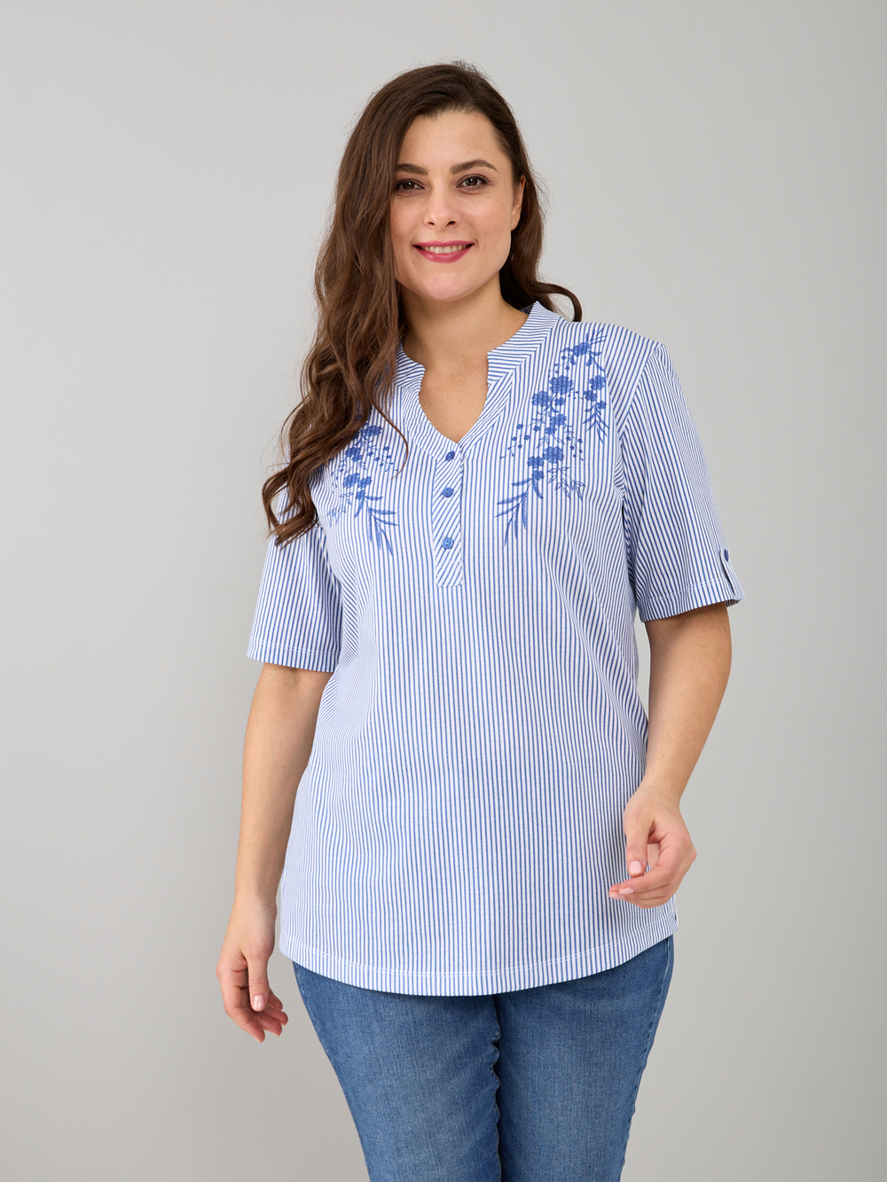 Блузка БЛ-122/белый-цепочкацветы-п