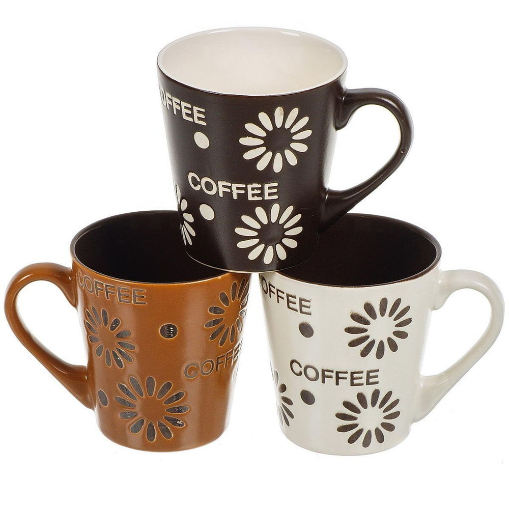 Набор чайный керам, 3 пр, 3 перс, 240 мл, Круги кофе, Y4-3583