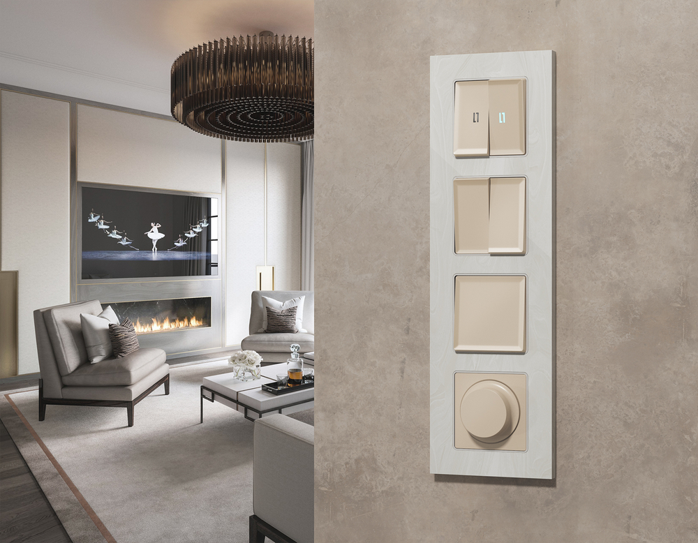 MA321010 Комплект механизма 1-кл выключателя ALFA Бежевый матовый QUANT (AP3210, VM101)