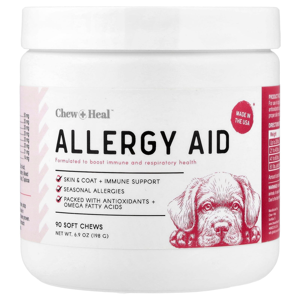 Chew + Heal, Средство от аллергии, для собак, 90 жевательных таблеток, 198 г (6,9 унции)