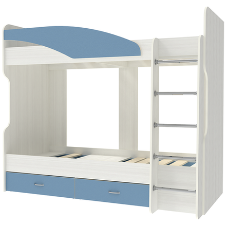 Двухъярусная кровать КарИВи Мийа Белое Дерево Светло-синий, голубой