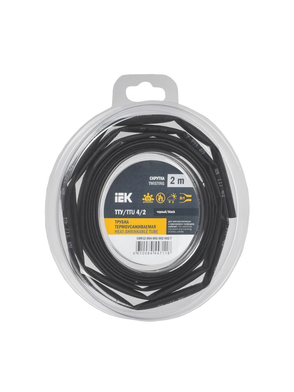 Трубка термоусадочная ТТУ нг-LS 4/2 черн. (уп.2м) IEK UDR12-004-002-002-K02-T