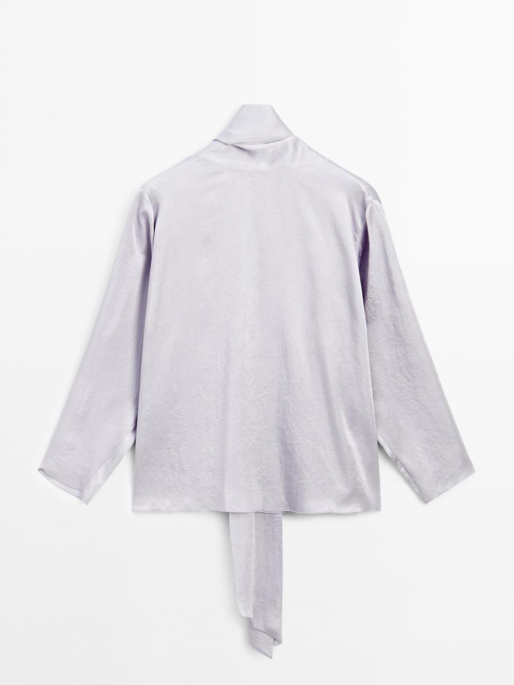 Massimo Dutti Свободная рубашка с глубоким вырезом на спине, пурпурный