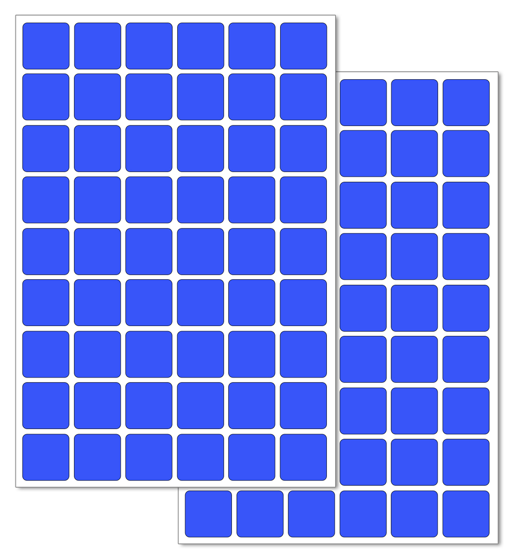 Светло-синие виниловые наклейки для маркировки Policomprint М2, 20х20 мм.