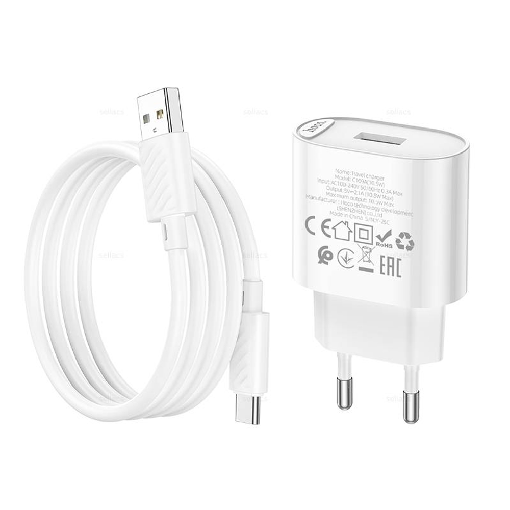 Зарядное устройство на Type-C Hoco C109A 10.5W (white)