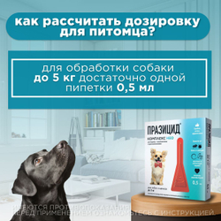 Капли на холку от блох, клещей, глистов и для профилактики дирофиляриоза у собак и щенков до 5 кг Празицид-комплекс НЕО Апиценна, 0.5 мл, 1 пипетка