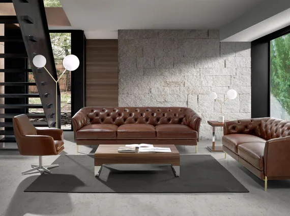 Поворотное кресло Angel Cerda 5093 из коричневой кожи