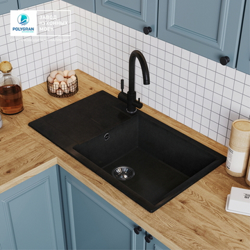 Мойка POLYGRAN GALS-862 космос №316, смеситель COLORADO черный №911