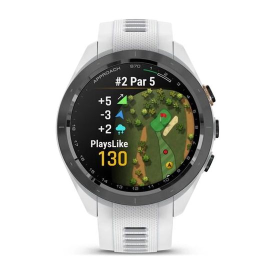 Умные часы Garmin Approach S70 (42 мм) с черным керамическим безелем и белым ремешком