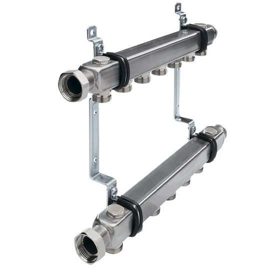 Коллектор TECE 1"x3/4" 8 контуров без вентилей в сборе из нерж. стали, квадратного сечения 712557