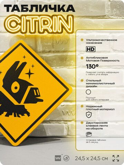 Табличка декоративная "Лама из Фортнайт, Fortnite" на дверь и стену, прикольная штука в подарок геймеру, декоративный знак, 24,5х24,5 см, Айдентика Технолоджи