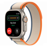 Браслет Apple Trail Loop, «оранжевый/бежевый» со светлой пряжкой, для Apple Watch 44, 45, 46 мм и Ultra 2–3 (дизайн 2023) Нейлоновый браслет «Тропа» с текстильной застёжкой