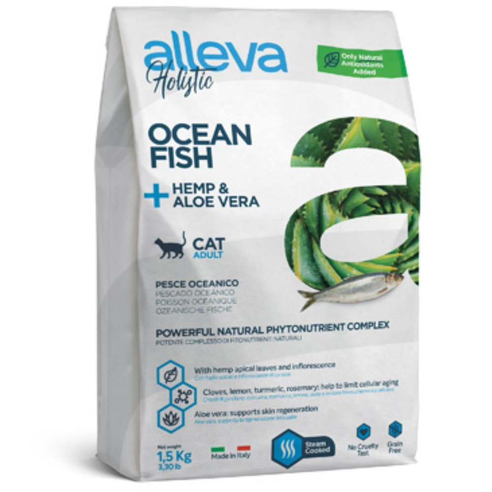 Корм Аллева Холистик Holistic Ocean Fish + Hemp & Aloe vera для взрослых кошек, с океанической рыбой и алоэ вера,10кг
