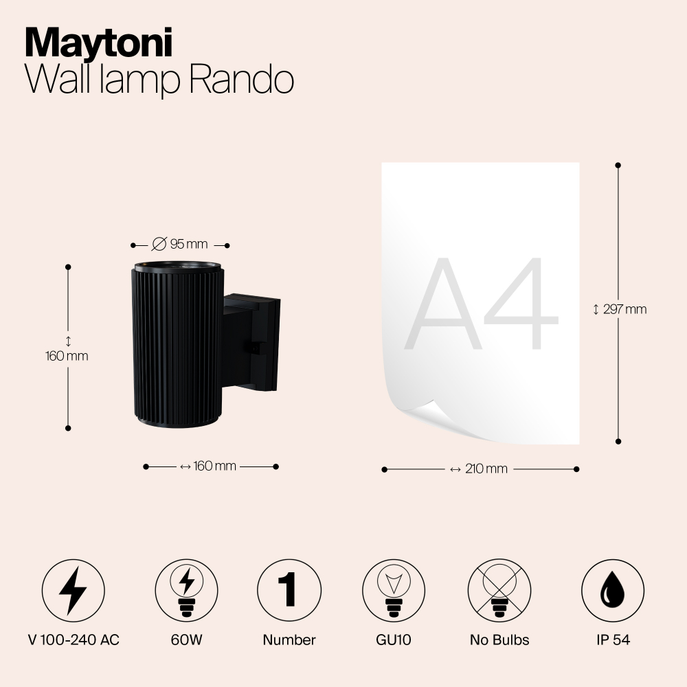 Настенный светильник Maytoni Rando O419WL-01B