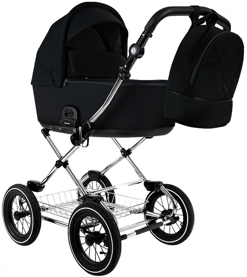 Детская коляска Roan Bass Next Classic d12 2.0 3 в 1 с автокреслом Tutis Elo Lux EduSky Black BNC/85/2 Caviar/Black/руч.Cappuccino