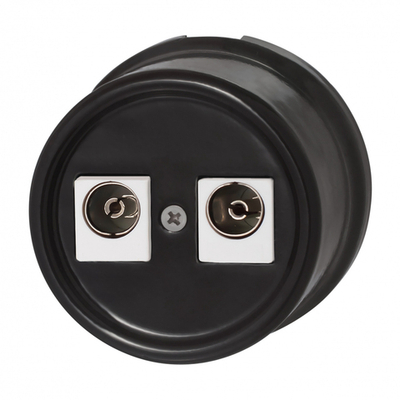 Розетка телевизионная двойная, оконечная, керамика, цвет черный B1-306-03