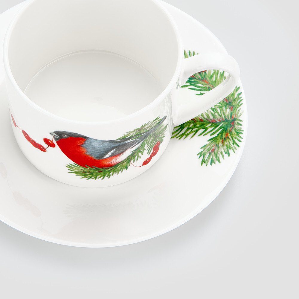 Чайная пара Farforite «Рябиновые бусы» 250 мл в подарочной коробке