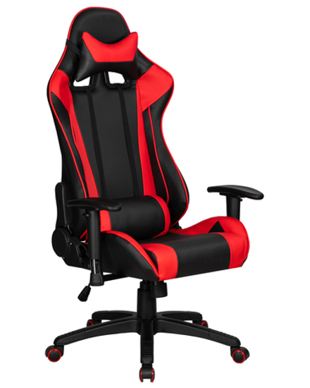 Кресло игровое DOBRIN BRIAN, черно-красная экокожа