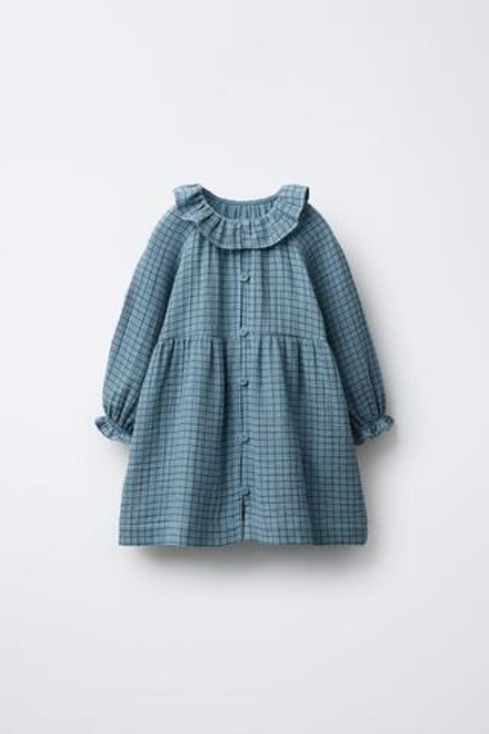 ZARA Х BENSIMON ® ПЛАТЬЕ В КЛЕТКУ, СИНИЙ/СЕРЫЙ