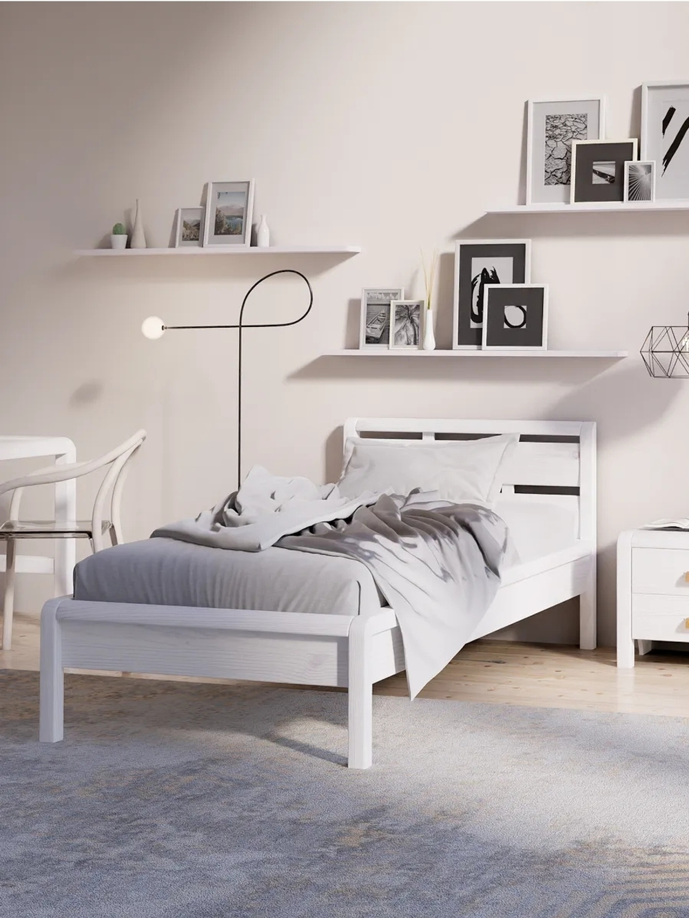 Кровать 90х200 Мадейра из массива сосны с основанием