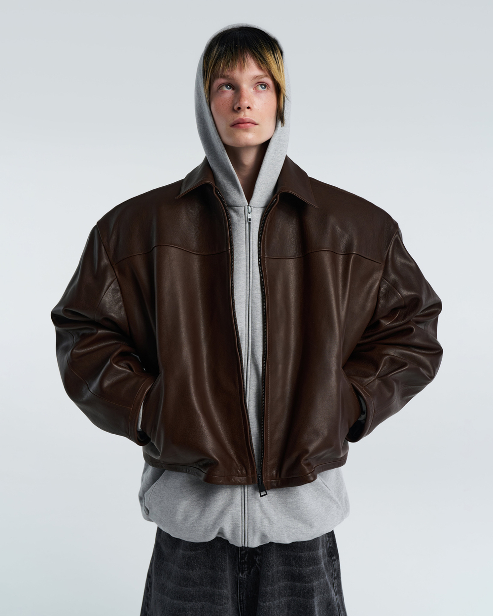 Leather windbreaker top