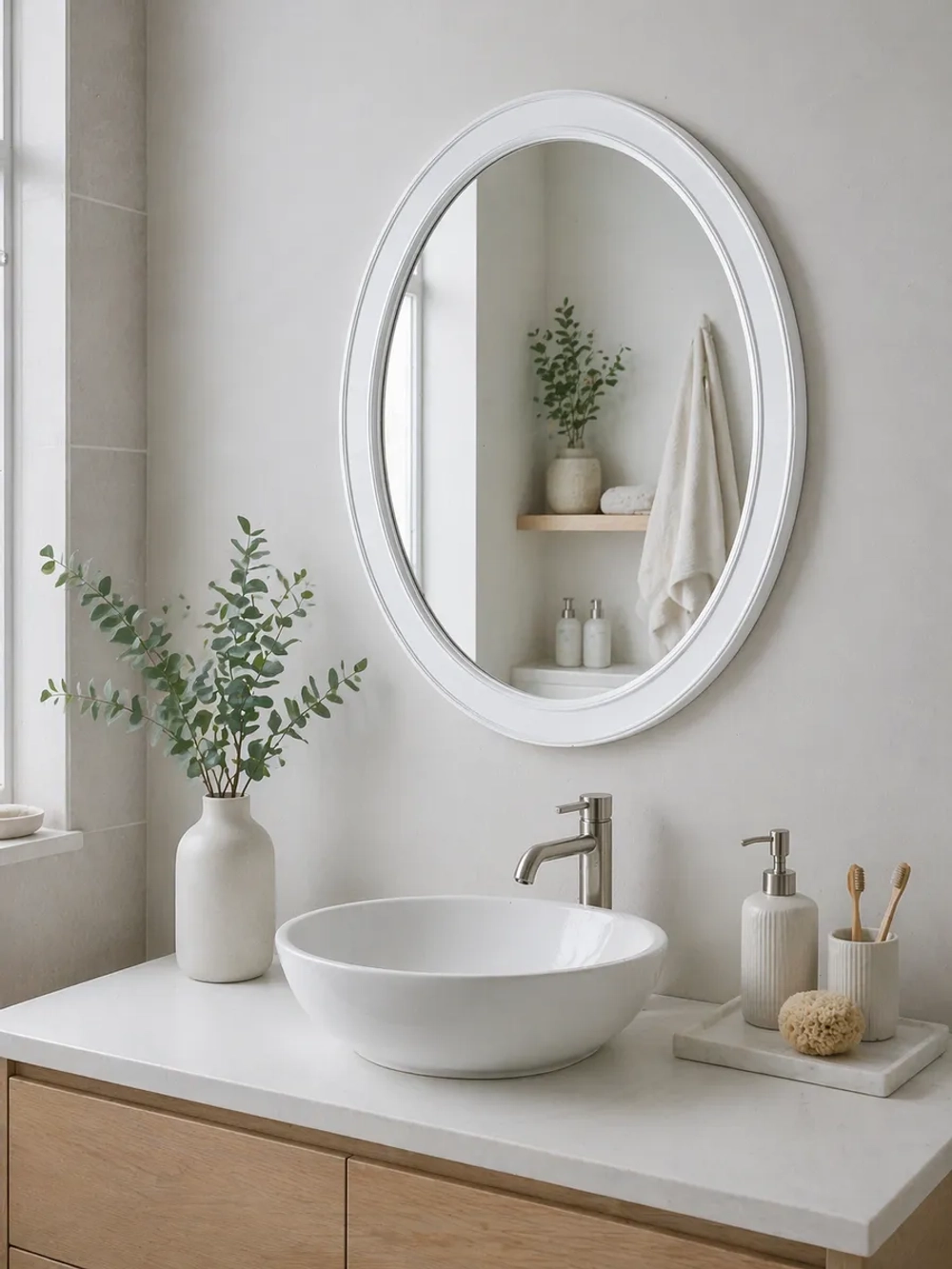 Овальное зеркало для спальни, прихожей 47х57 см