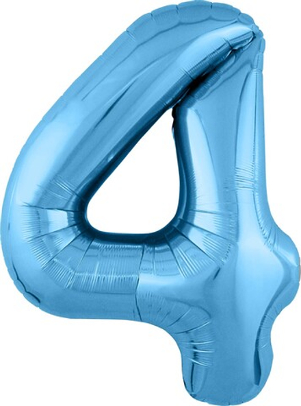 Шар (40""/102 см) Цифра, 4 Slim, Голубой, 1 шт. в упак. и73