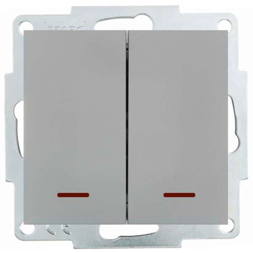 VESNA 742 3588 112 Выключатель двойной с подсветкой платина (механизм)