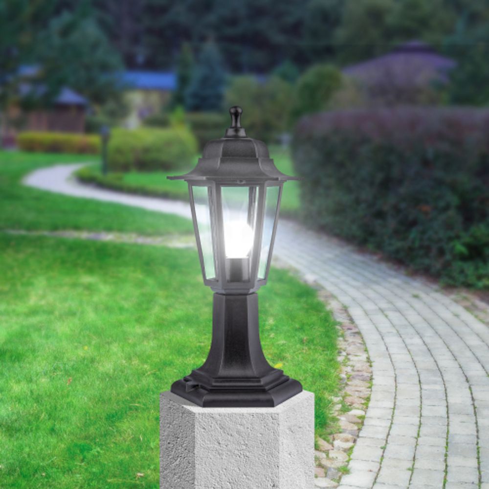 Садово-парковый светильник ЭРА Шестигранные НТУ 06-60-001 черный 6 гранный напольный IP44 Е27 max60Вт | Садово-парковые светильники