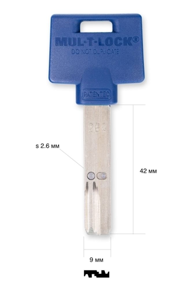 Заготовка вертикального ключа 10439 MUL-T-LOCK 264S Plus