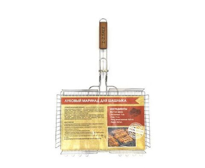 Решетка-гриль глубокая антипригарная 40*27*5см/дл.63см (4.5/2.8/1.8мм), хром./дер