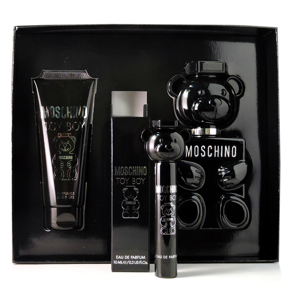 Moschino Toy Boy — парфюмерный набор для мужчин с миниатюрой и гелем для тела. Интересный небанальный аромат.